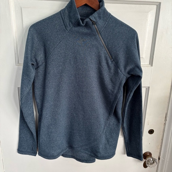 RBX Women's Heathered Blue Asymmetrical Zip Sweatshirt - Picture 1 of 5